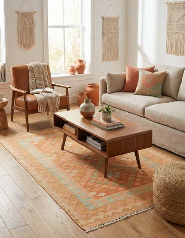 3' 3 x 5' 2 Hand Woven Kilim Waziri Wool Rug
