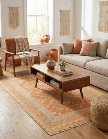 3' 3 x 5' 2 Hand Woven Kilim Waziri Wool Rug