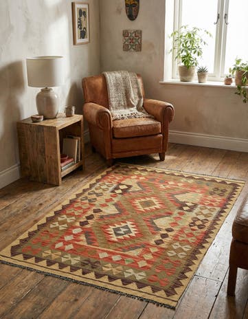 3' 3 x 5' Hand Woven Kilim Maymana Wool Rug