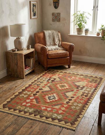 3' 3 x 5' Hand Woven Kilim Maymana Wool Rug