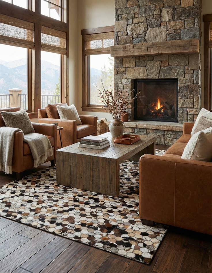 Detail image of  5' x 7' 11 Cowhide - Patchwork Rug