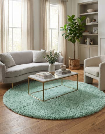 Cyan Infinity Shag Round Rug