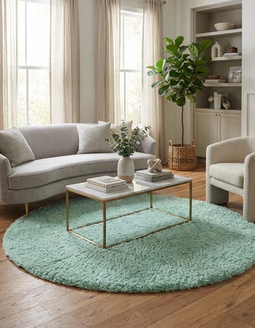 Cyan Infinity Shag Round Rug