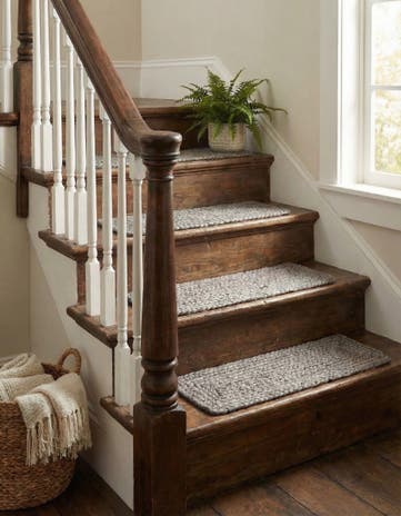 Gray Hand Woven Braided Jute Stair Rug