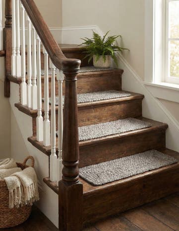 Gray Hand Woven Braided Jute Stair Rug