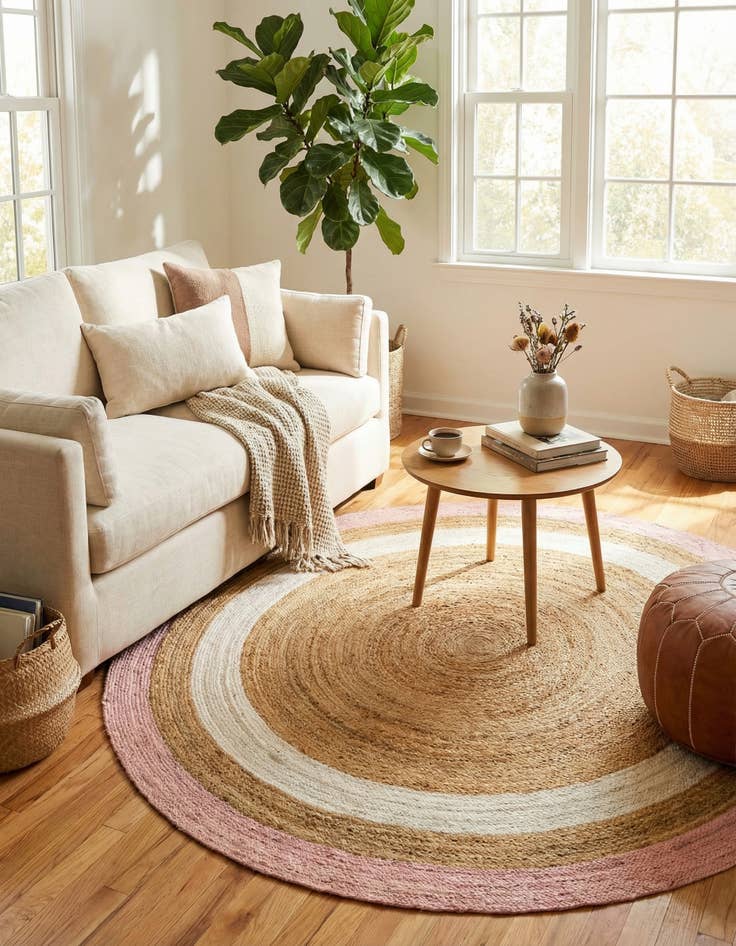 Detail image of 7' 10 x 7' 10  Hand Braided Jute Round Rug