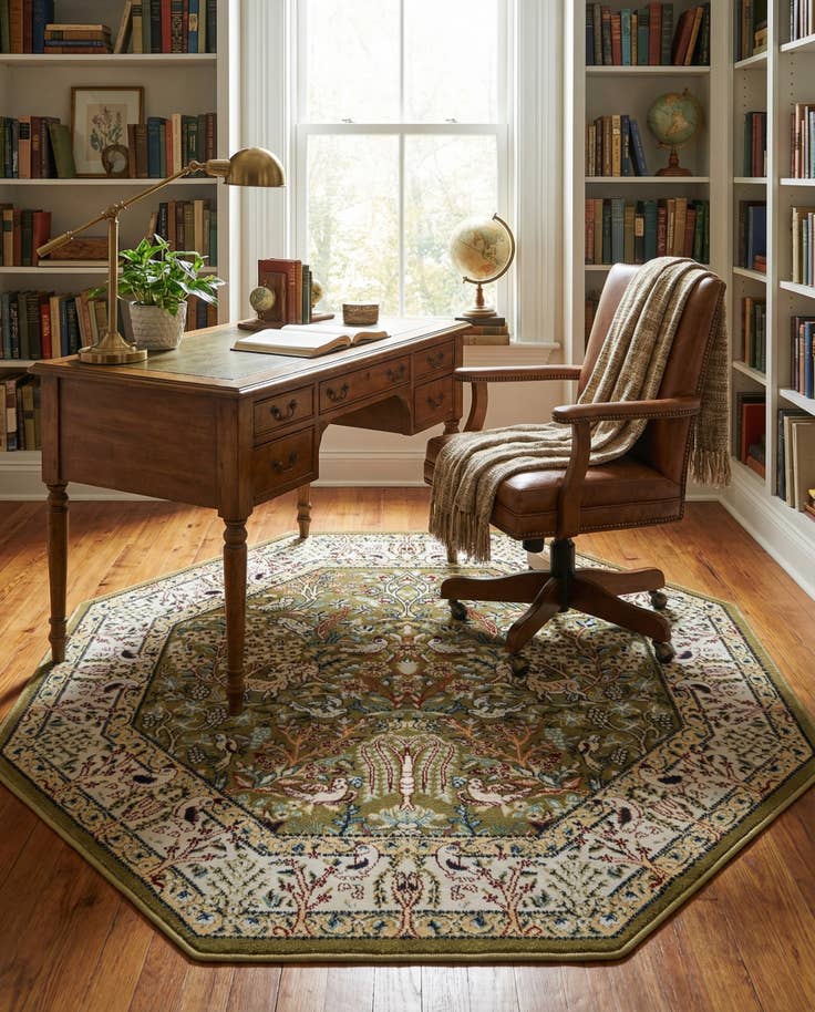 Detail image of 4' x 4' Nain Design Octagon Rug