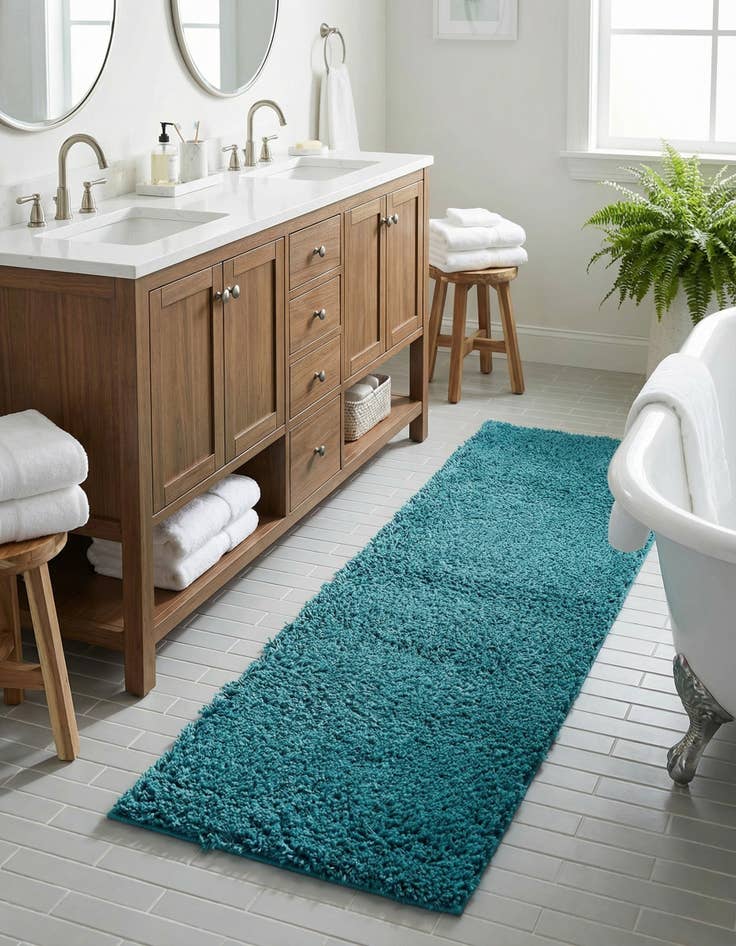 Detail image of 2' x 6' 2 Solid Shag Runner Rug