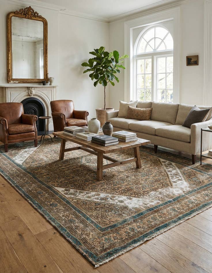 Detail image of 7' x 10' 3  Hand Knotted Ultra Vintage Persian Wool Rug