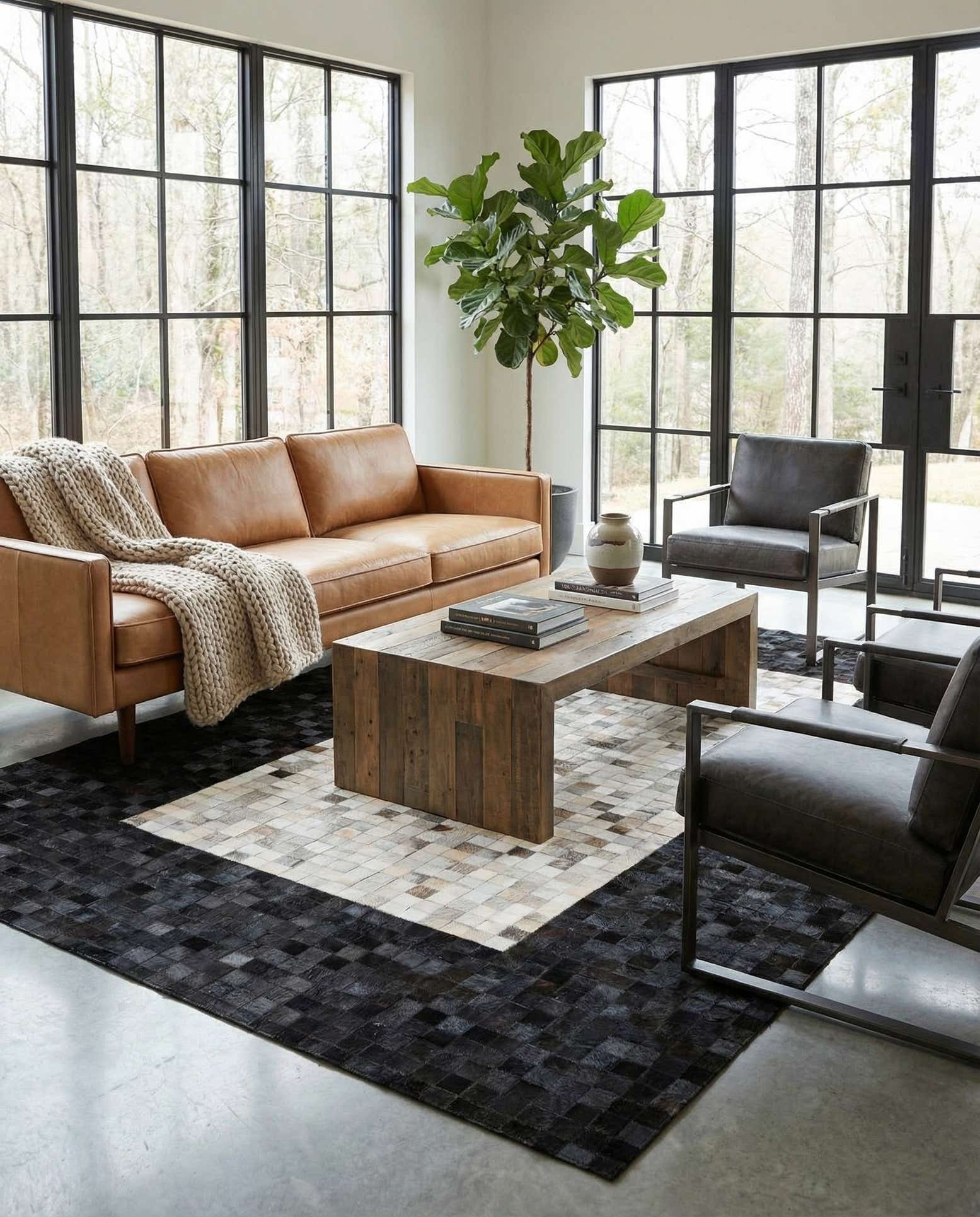 5' 1 x 8' Cowhide - Patchwork Rug
