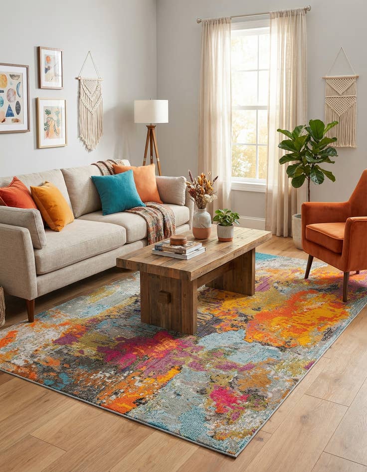 Detail image of 5' 3 x 8'  Washable Vivid Rug