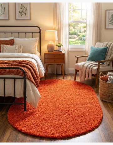 5' 3 x 8' Solid Shag Oval Rug