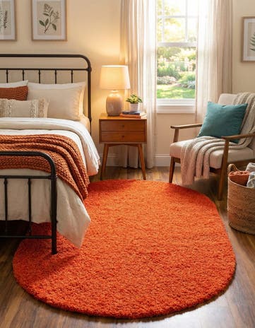 5' 3 x 8' Solid Shag Oval Rug