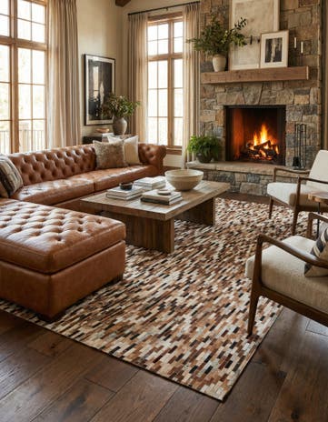8' x 9' 8 Cowhide Leather Rug