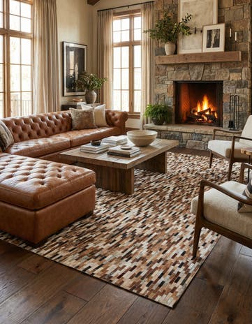8' x 9' 8 Cowhide Leather Rug