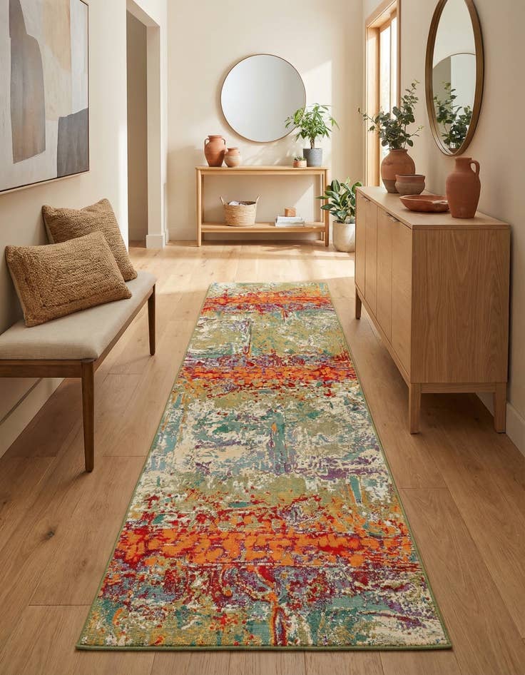 Detail image of 2' 7 x 10'  Washable Modern Indoor / Outdoor Runner Rug