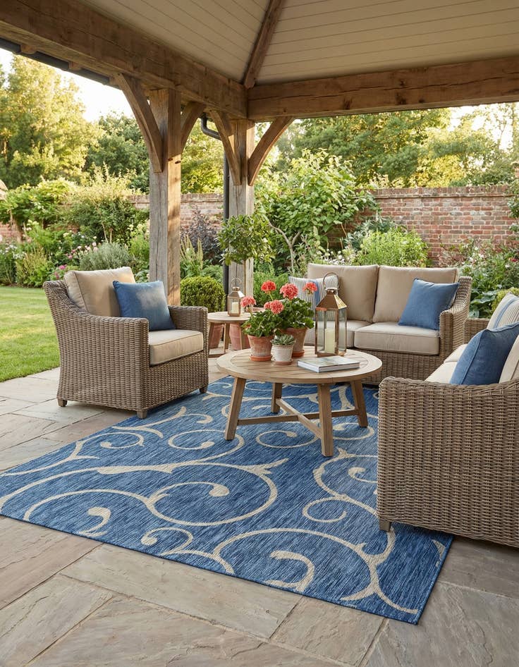 Detail image of 7' x 10'  Washable Botanical Indoor / Outdoor Rug