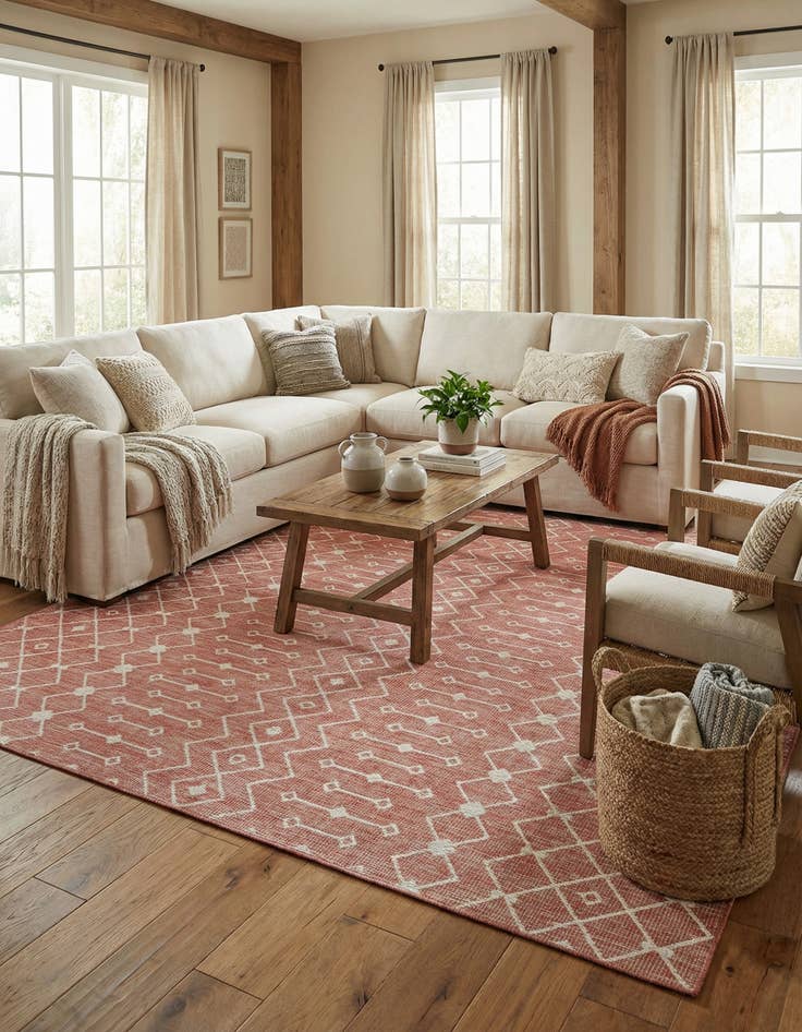 Detail image of 10' 8 x 10' 8 Easy-Clean Trellis Indoor / Outdoor Square Rug