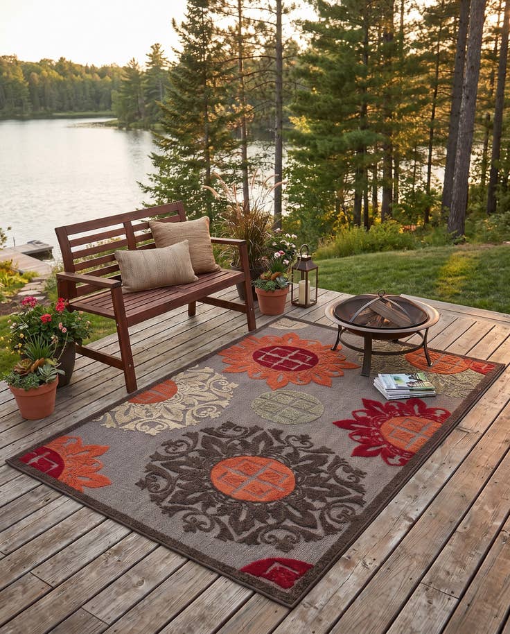 Detail image of 4' x 6' Easy-Clean Modern Indoor / Outdoor Rug