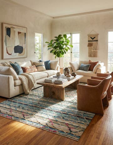 6' 6 x 10' Hand Woven Kilim Modern Wool Rug