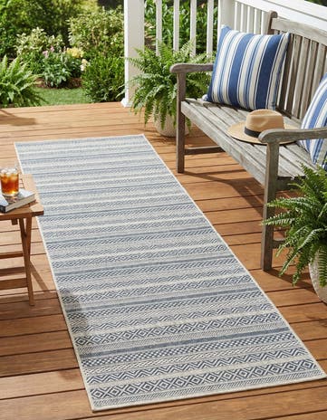 2' 7 x 12' Easy-Clean Ribbon Indoor / Outdoor Runner Rug