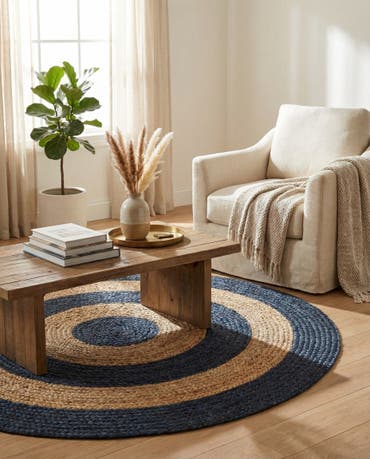  4' 1 x 4' 1  Hand Braided Jute Round Rug