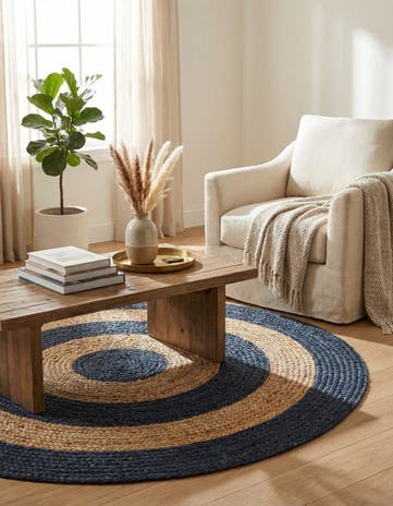 4' 1 x 4' 1 Handmade Braided Jute Round Rug
