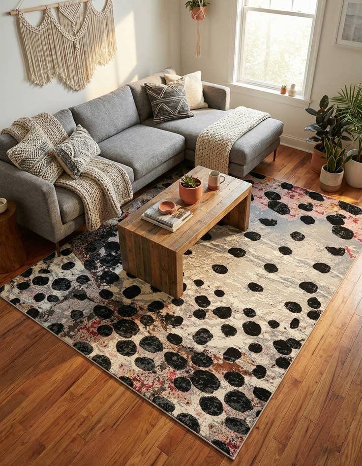 Detail image of  7' 10 x 10'  Washable Modern Indoor / Outdoor Rug