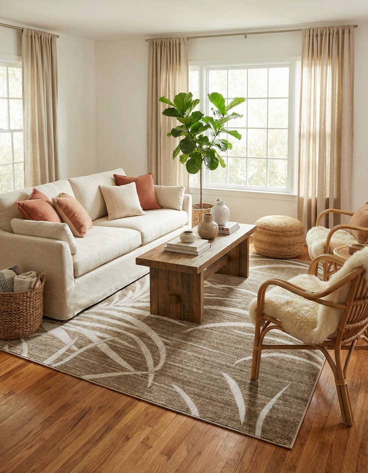 Detail image of 9' x 12' 2  Washable Botanical Indoor / Outdoor Rug