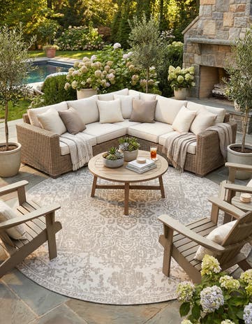 13' x 13' Easy-Clean Jill Zarin Dubai Indoor / Outdoor Round Rug