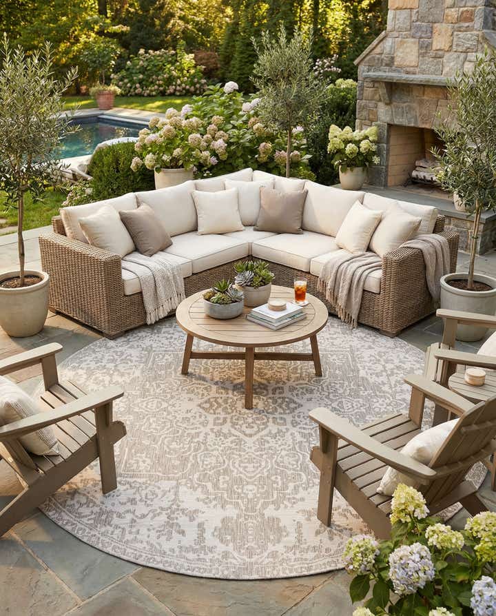 13' x 13' Easy-Clean Jill Zarin Dubai Indoor / Outdoor Round Rug