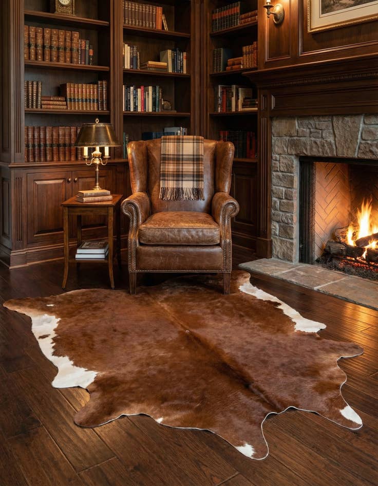 Detail image of 5' 3 x 5' 7 Cowhide Leather Rug