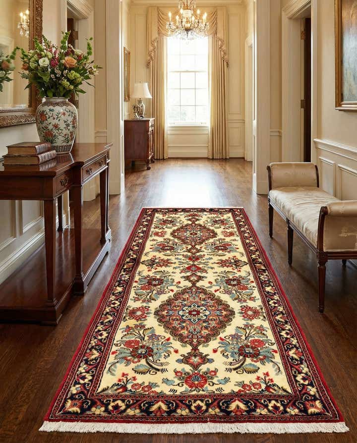 2' 7 x 6' 11 Hand Knotted Qom Persian Runner Rug