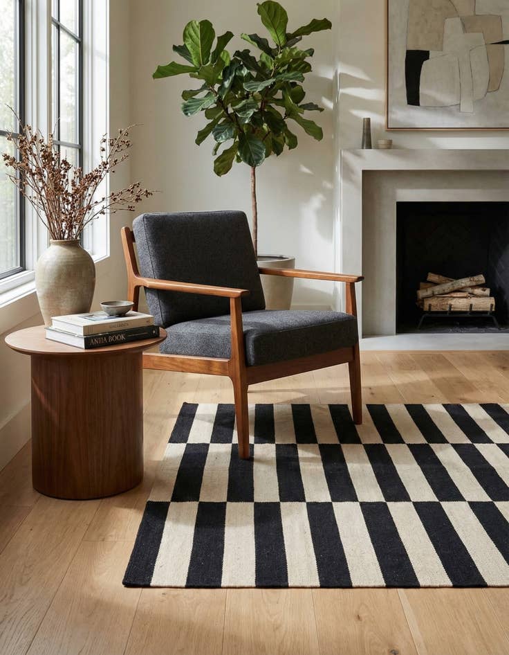 Detail image of 3' 3 x 5'  Hand Woven Kilim Modern Wool Rug