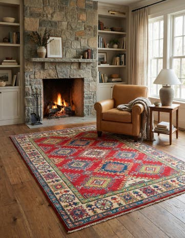 4' 10 x 6' 6 Hand Knotted Kazak Rug