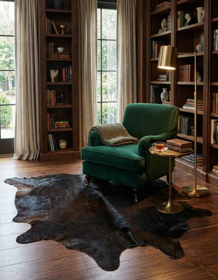 Detail image of 5' 5 x 5' 10 Cowhide Leather Square Rug