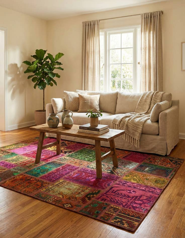 Detail image of 5' 9 x 7' 9 Hand Knotted Ultra Vintage Persian Wool Rug