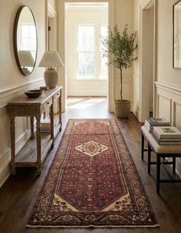 3' 10 x 10' 7 Hand Knotted Hossainabad Persian Wool Runner Rug