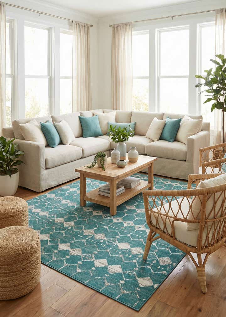 9' x 12' Easy-Clean Lattice Indoor / Outdoor Rug