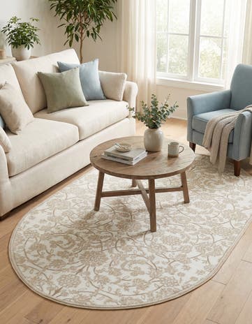 Snow White Nepal Oval Rug