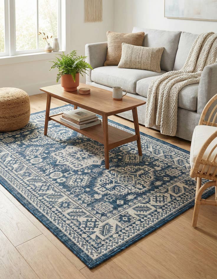 Detail image of 3' x 5' 3  Washable Aztec Indoor / Outdoor Rug