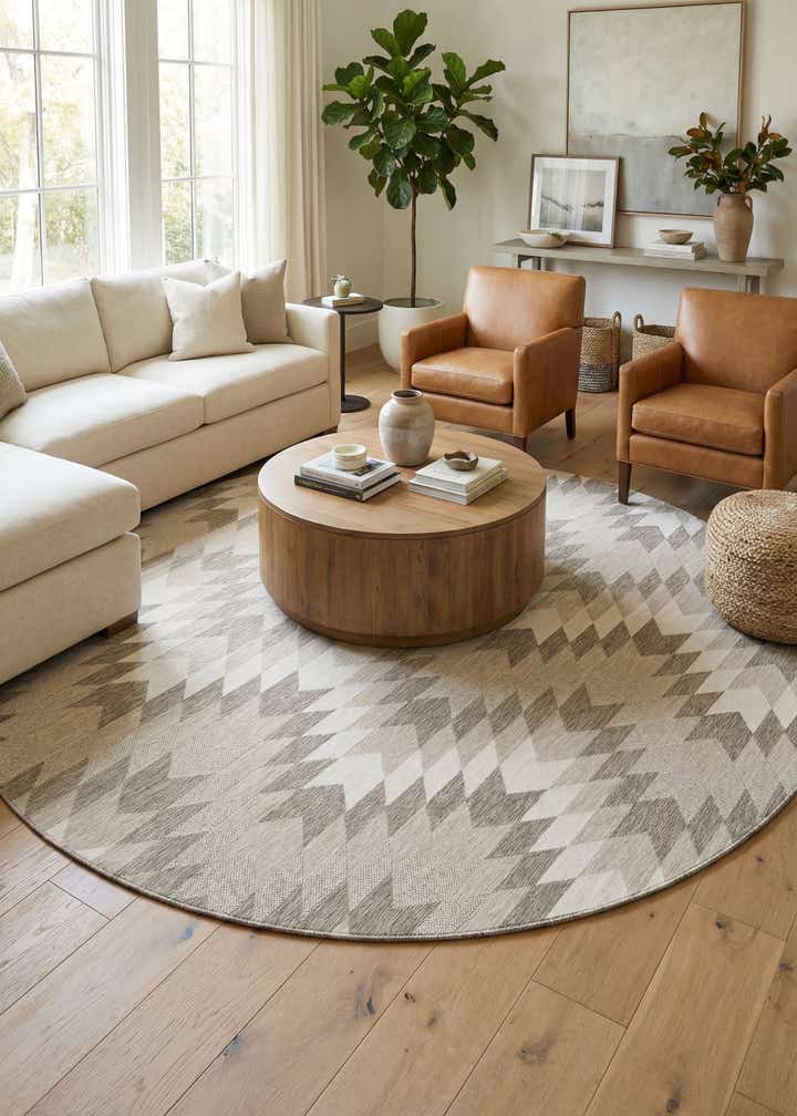13' x 13' Easy-Clean Modern Indoor / Outdoor Round Rug