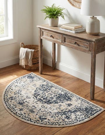 Dark Blue Villa Hearth Rug