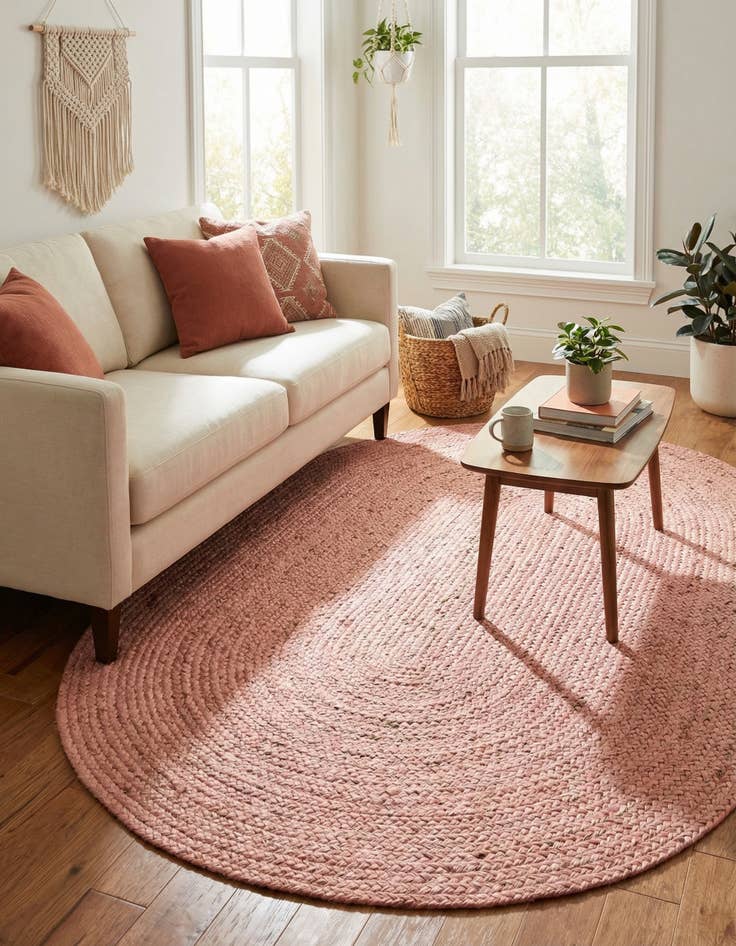 Detail image of 3' 3 x 5' 1  Hand Braided Jute Oval Rug