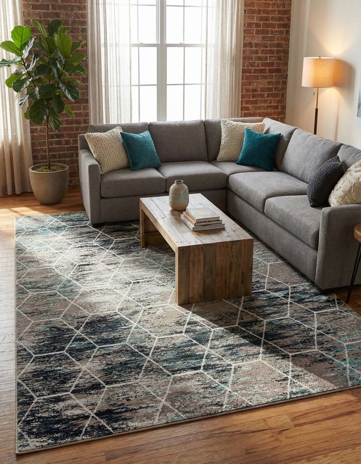 Detail image of  9' x 12' Lattice Frieze Rug