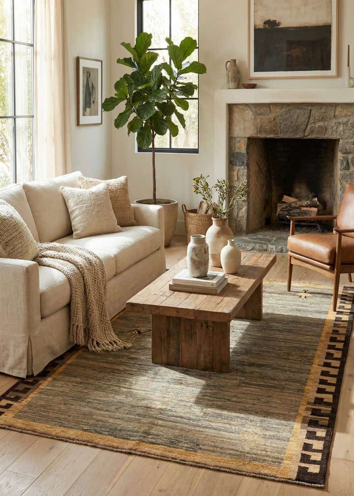 5' x 6' 5 Hand Knotted Modern Ziegler Rug