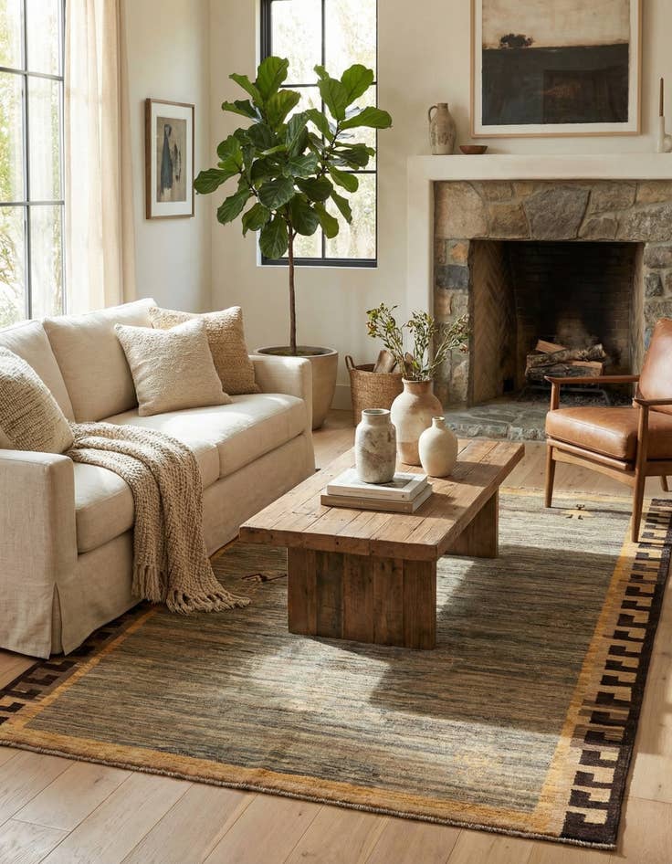 Detail image of 5' x 6' 5  Hand Knotted Modern Ziegler Rug