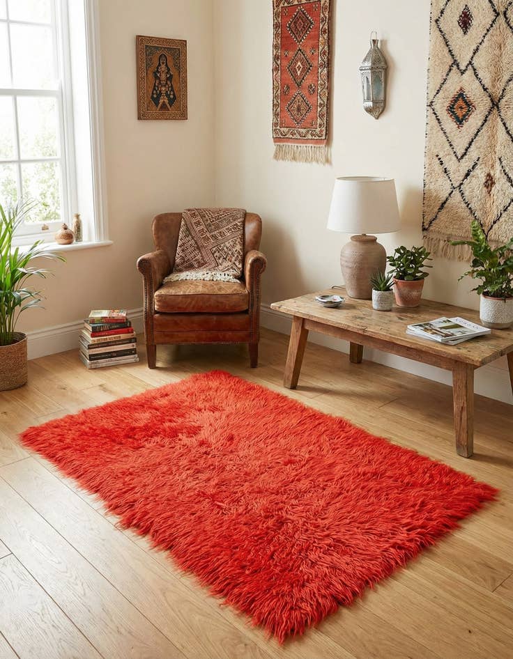 Detail image of  2' 6 x 4' 6  Hand Knotted Moroccan Wool Rug