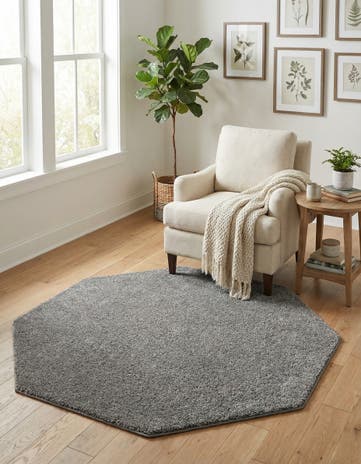5' x 5' Solid Frieze Octagon Rug