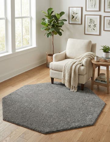 5' x 5' Solid Frieze Octagon Rug